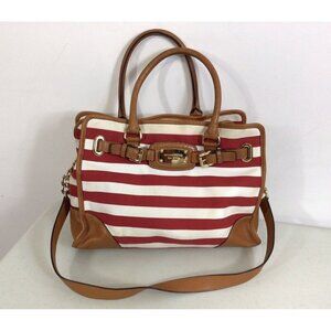 Michael Kors Stripe Red Purse Satchel Bag